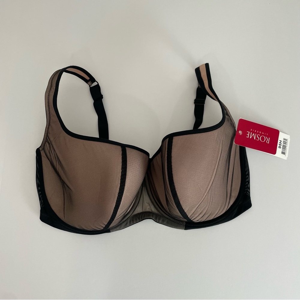 Rosme Bra Women Black Nude Size‎ 42H New NWT